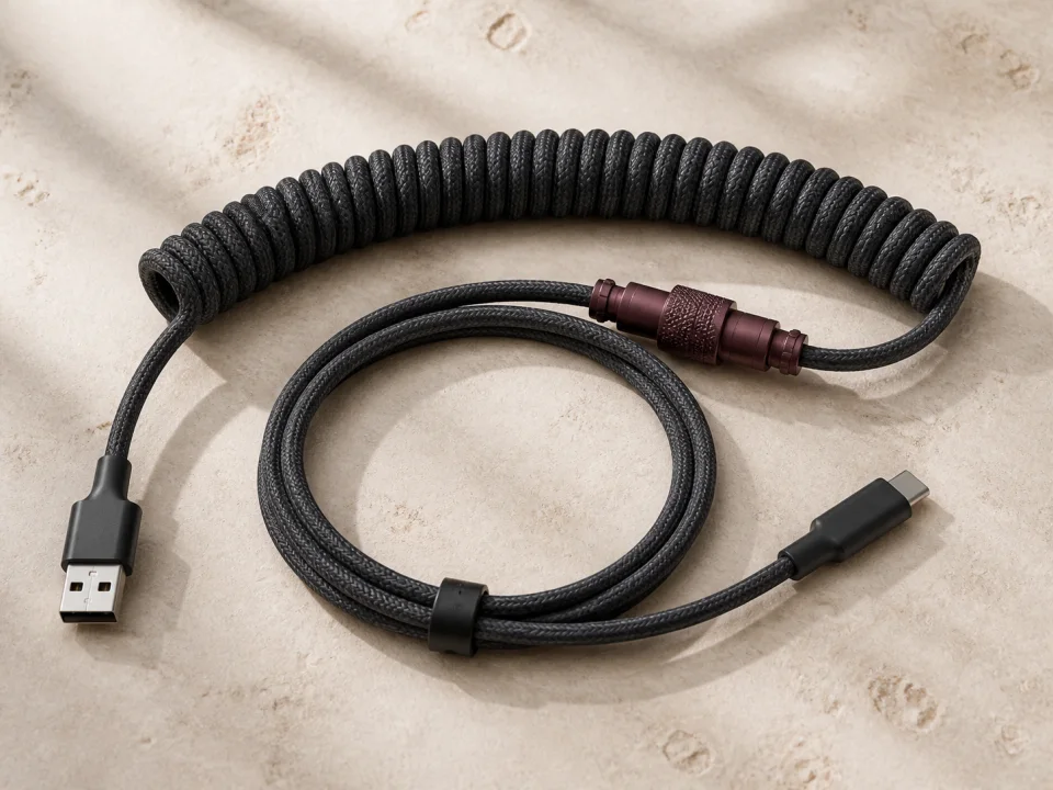 Braided coiled USB keyboard cable